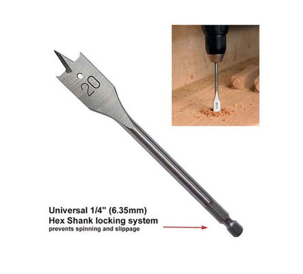 Zeskant Schacht Spaanboor voor Hout - Ti-Gecoat DIN Standaard