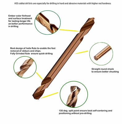 HSS M35 Co5% Dubbele Boor met Twee Einden 135° Splitpunt