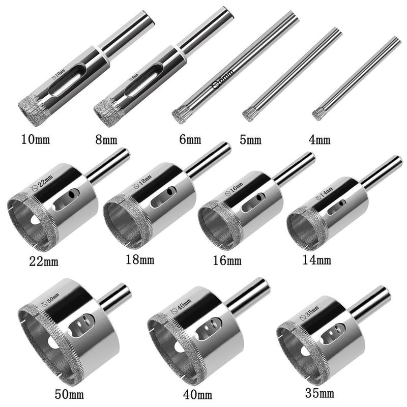 12-delige diamantboor set 4-50mm voor glas, tegels en keramiek