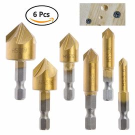 HSS-Countersink het Boorbeetje plaatste 6 PCs 1/4“ de Met een laag bedekte Oppervlakte van de Hexuitdraaisteel Titanium